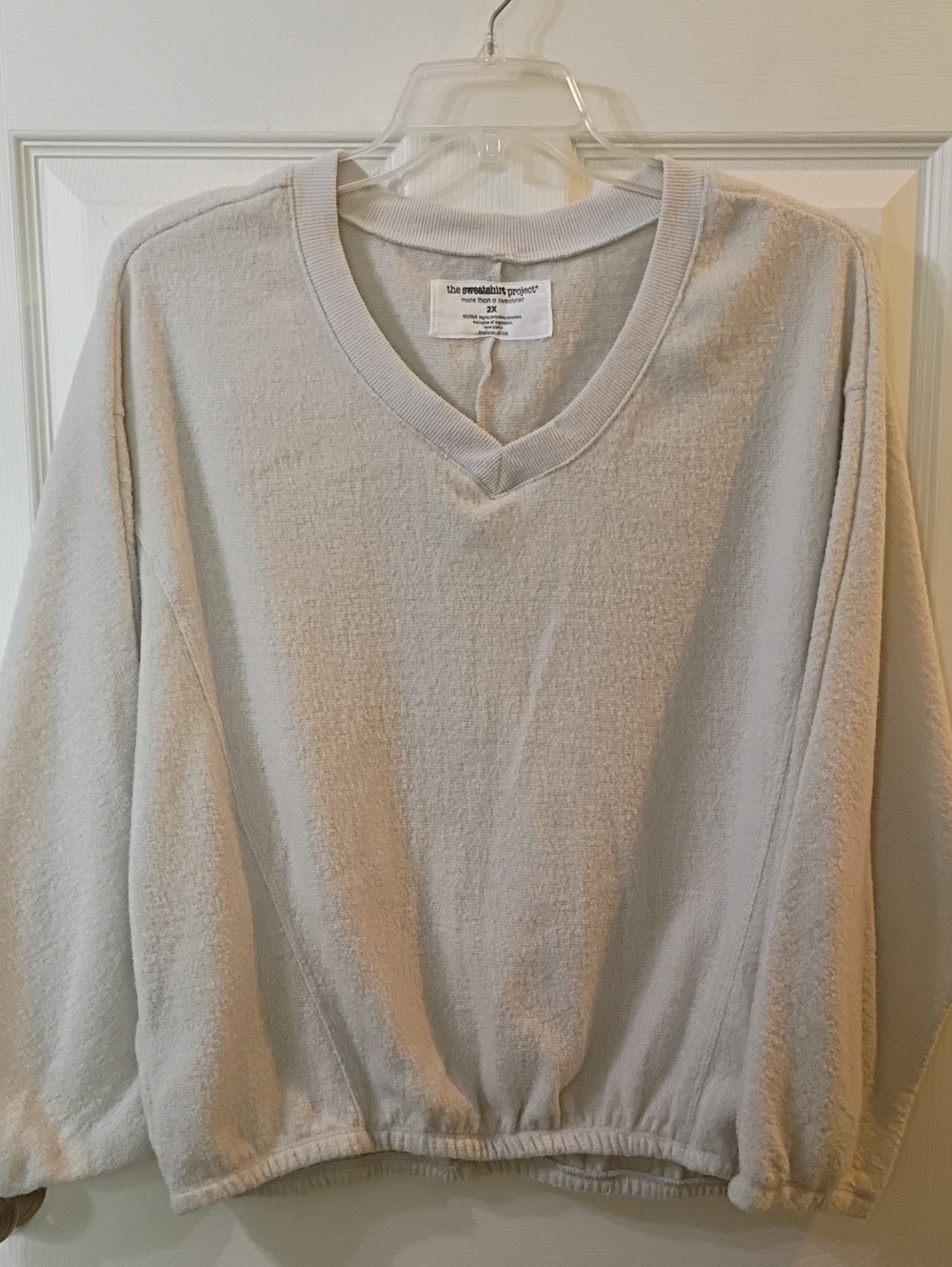Women’s Light Gray V-Neck Pullover Sweatshirt